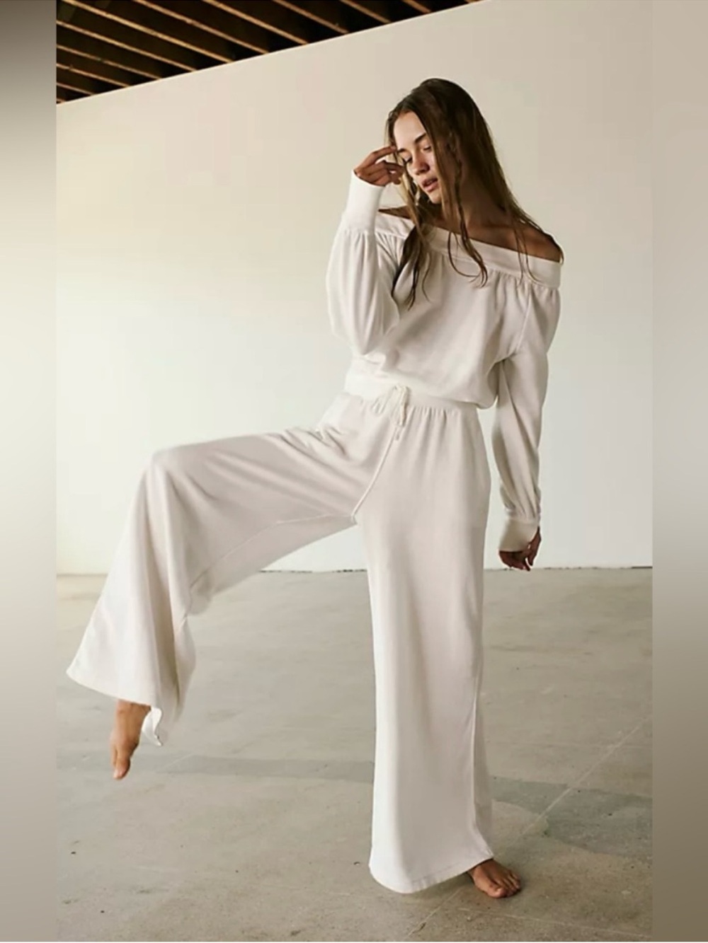 FP Movement by Free People Cream Wide-Leg one to beat beat Jumpsuit